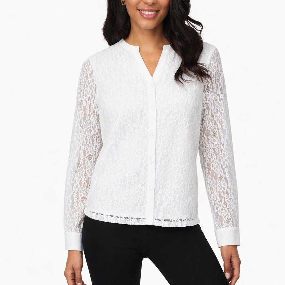 Cable & Gauge Women's S Lace Blouse White H1185